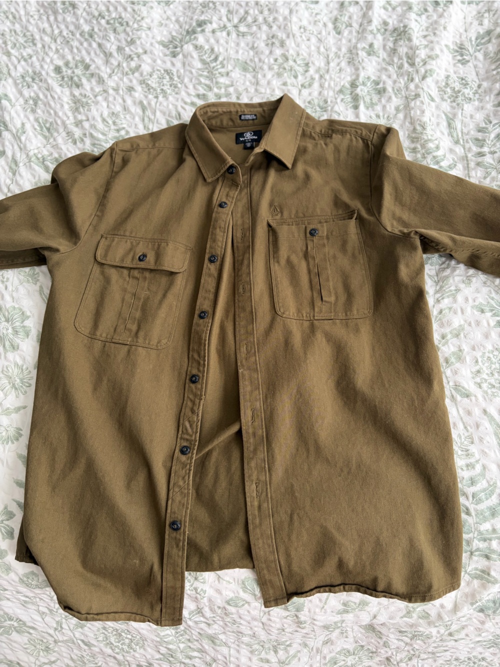 Volcom Men's Olive Utility Jacket - Brown Green